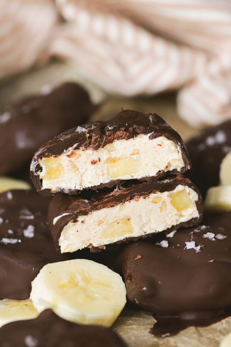 peanut butter banana yogurt clusters cut in half