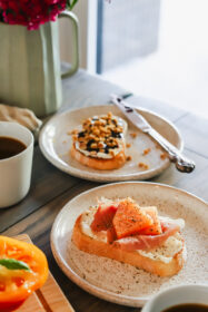 three easy summer toast recipes on a table