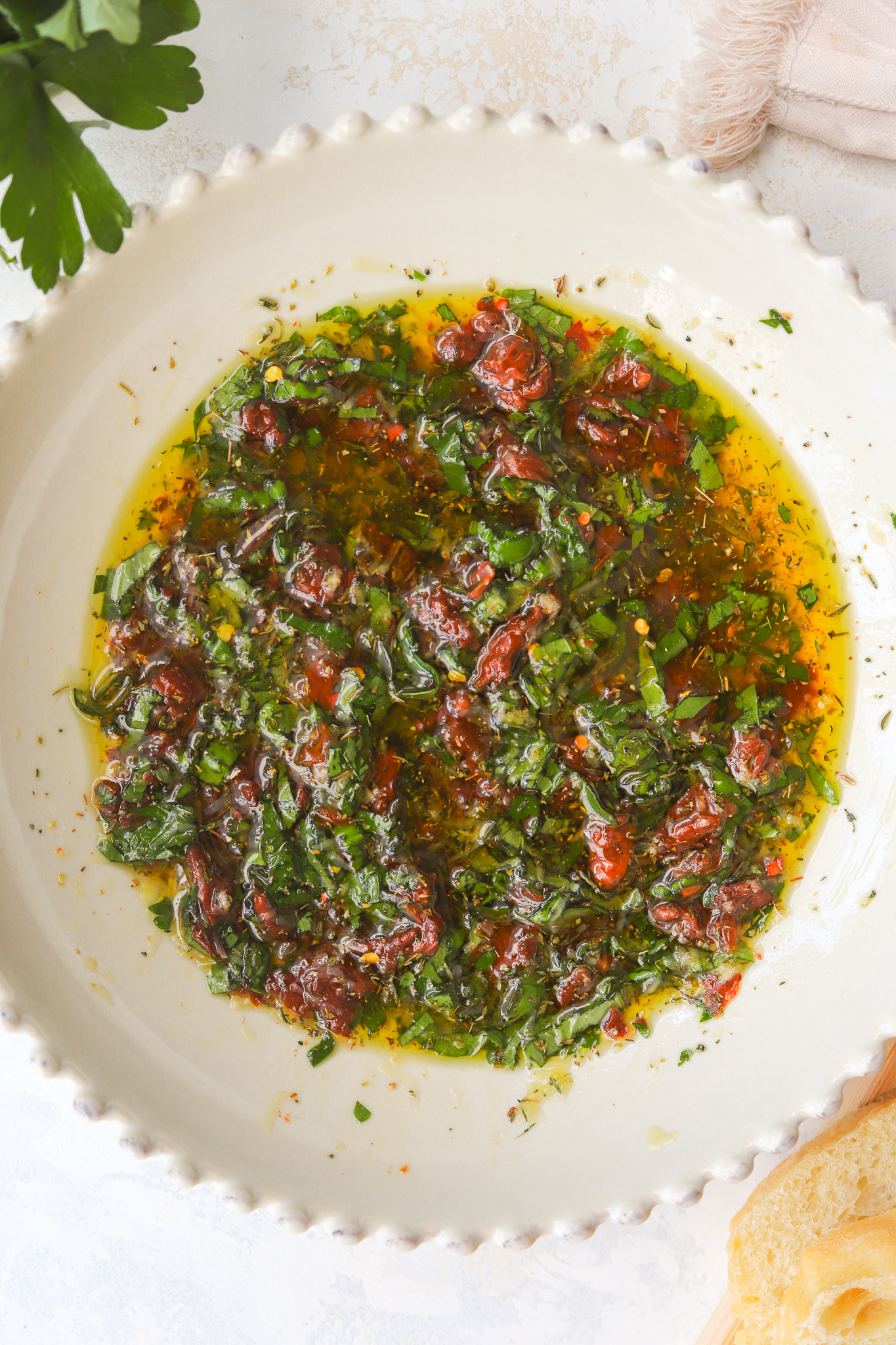 olive oil dip in a bowl