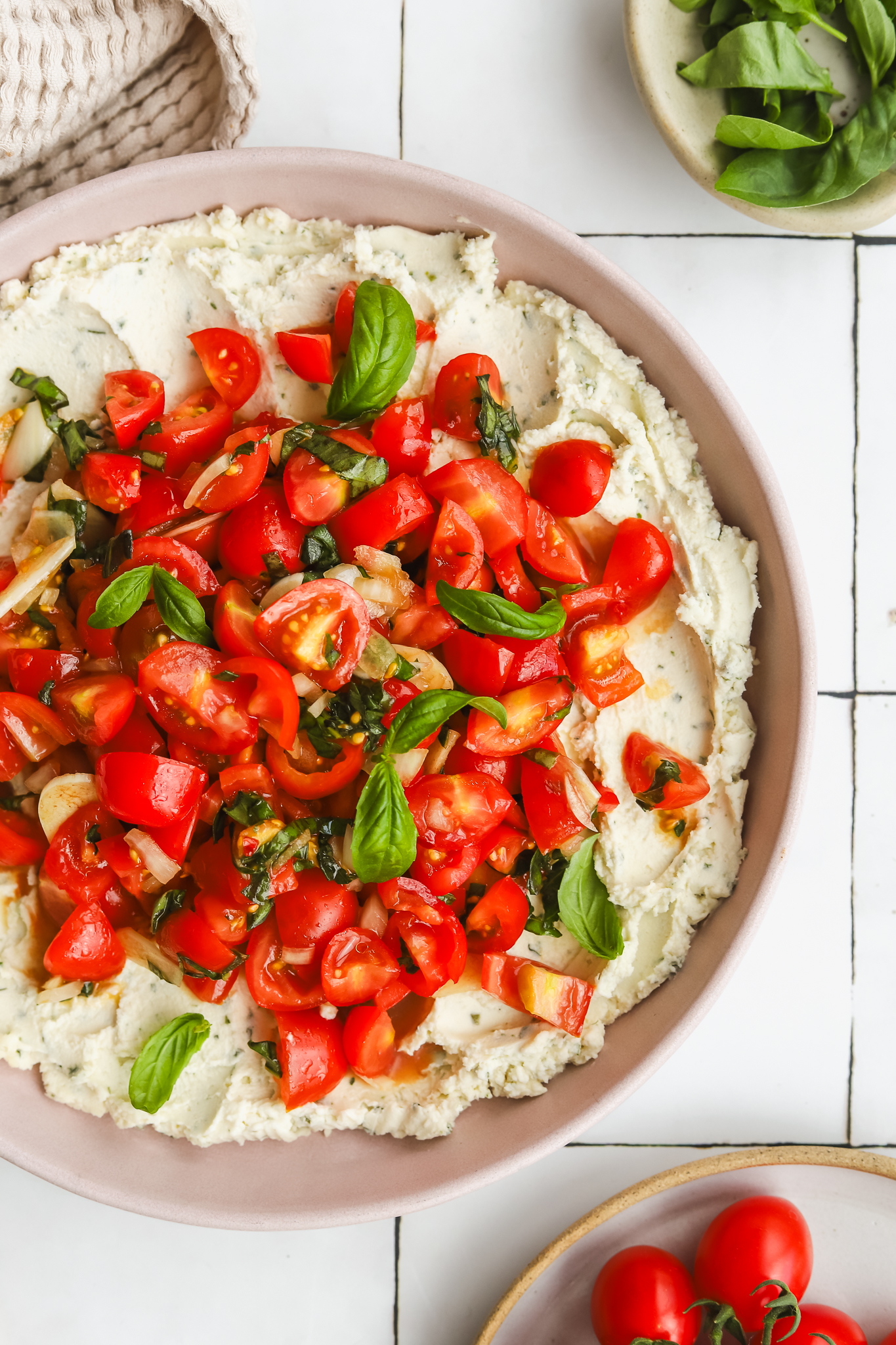 bruschetta on top of boursin cheese