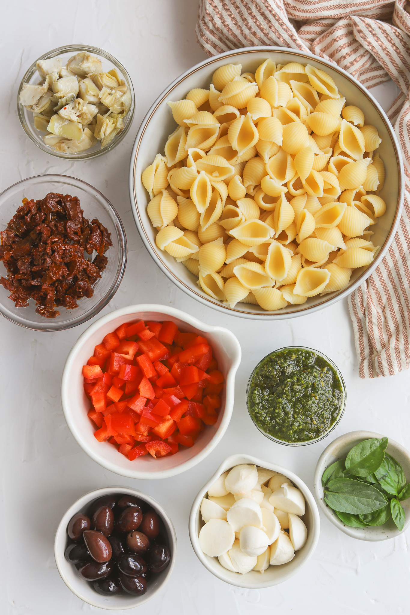 ingredients to make Italian-inspired mason jar pasta salad