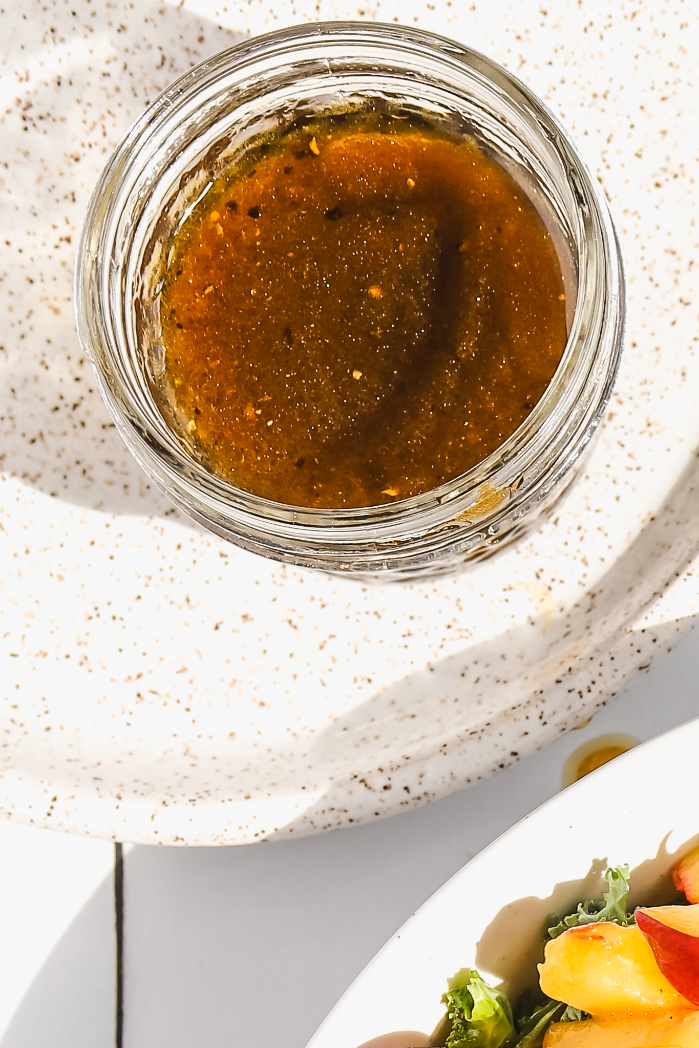 honey balsamic dressing in a mason jar