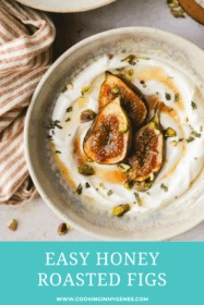 roasted figs in a bowl with yogurt