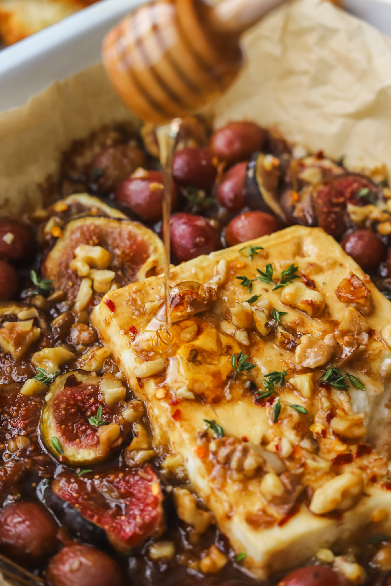 baked feta with honey drizzle