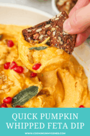 cracker dipping into pumpkin dip