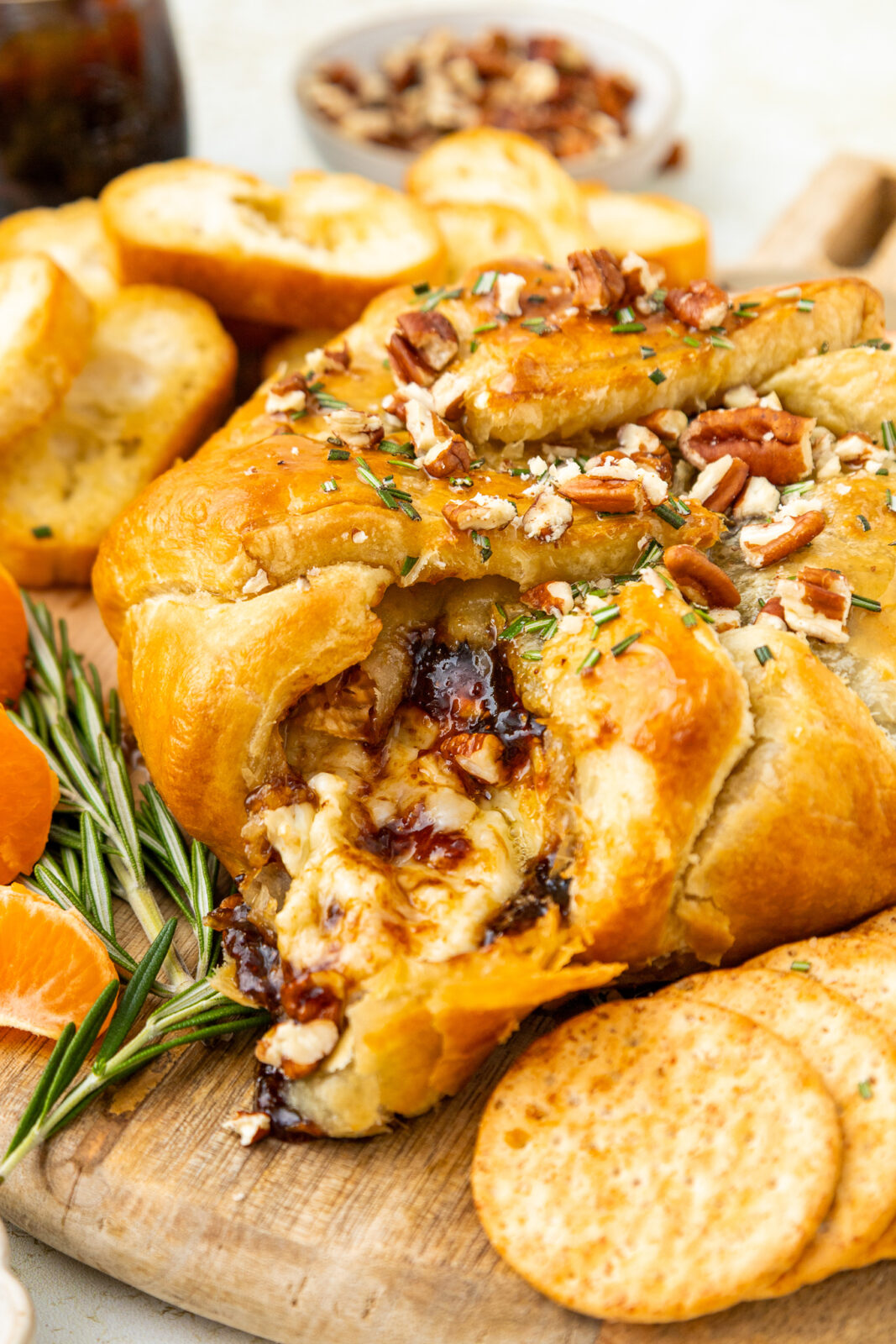 gooey brie cheese wrapped in puff pastry