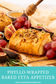 honey drizzling on phyllo baked feta