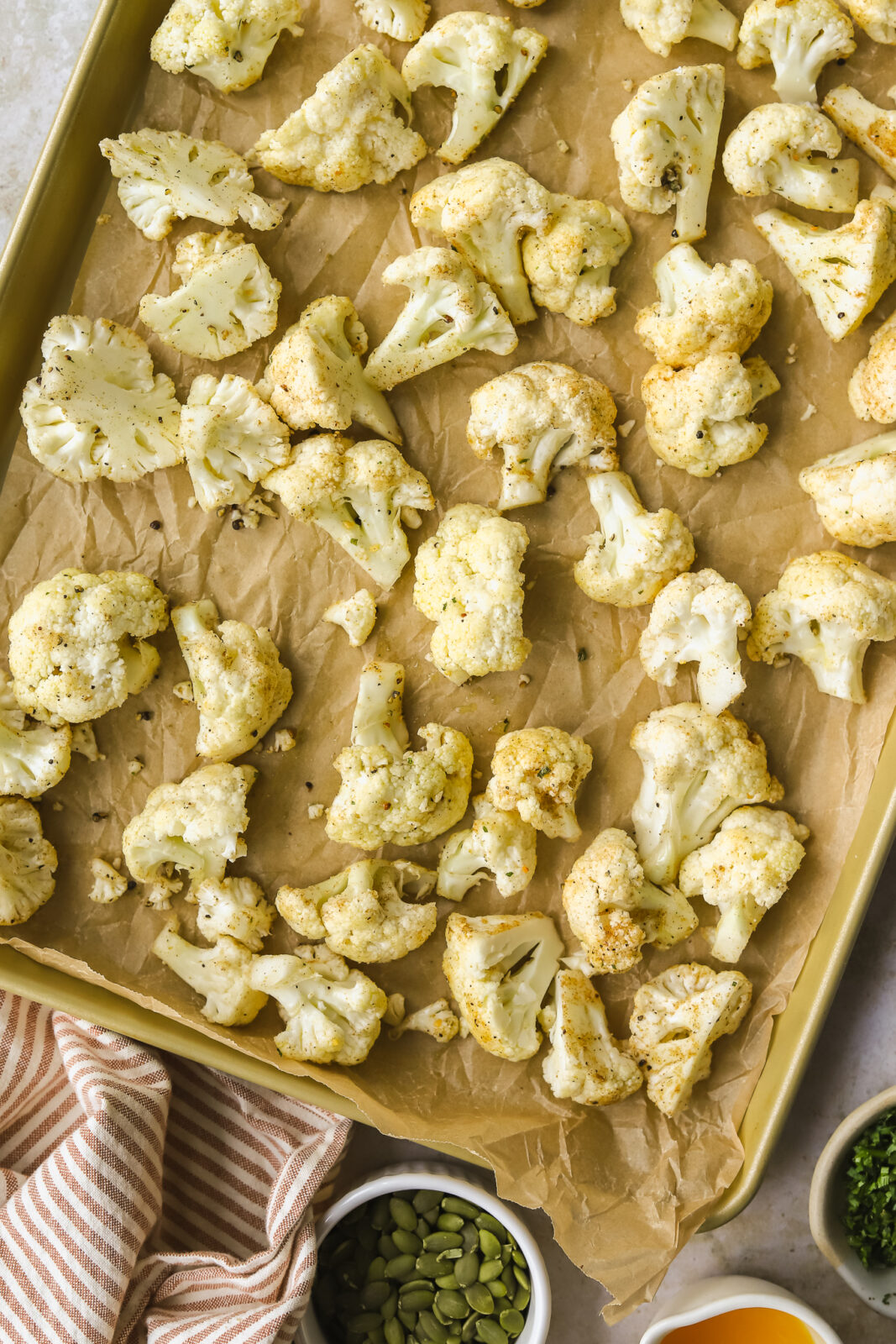 cauliflower on a baking sheet