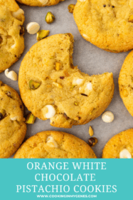 one pistachio orange cookie with a bite out of it