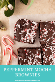 peppermint mocha brownies topped with candy canes