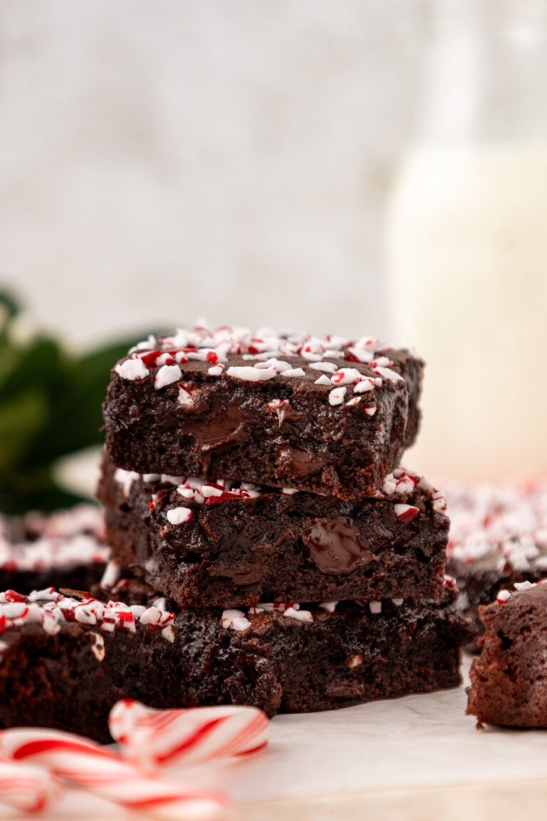 stack of peppermint brownies