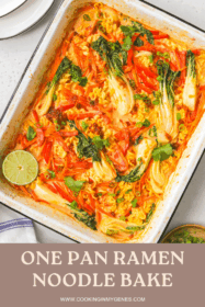 dump and bake ramen noodles and vegetables in a baking dish