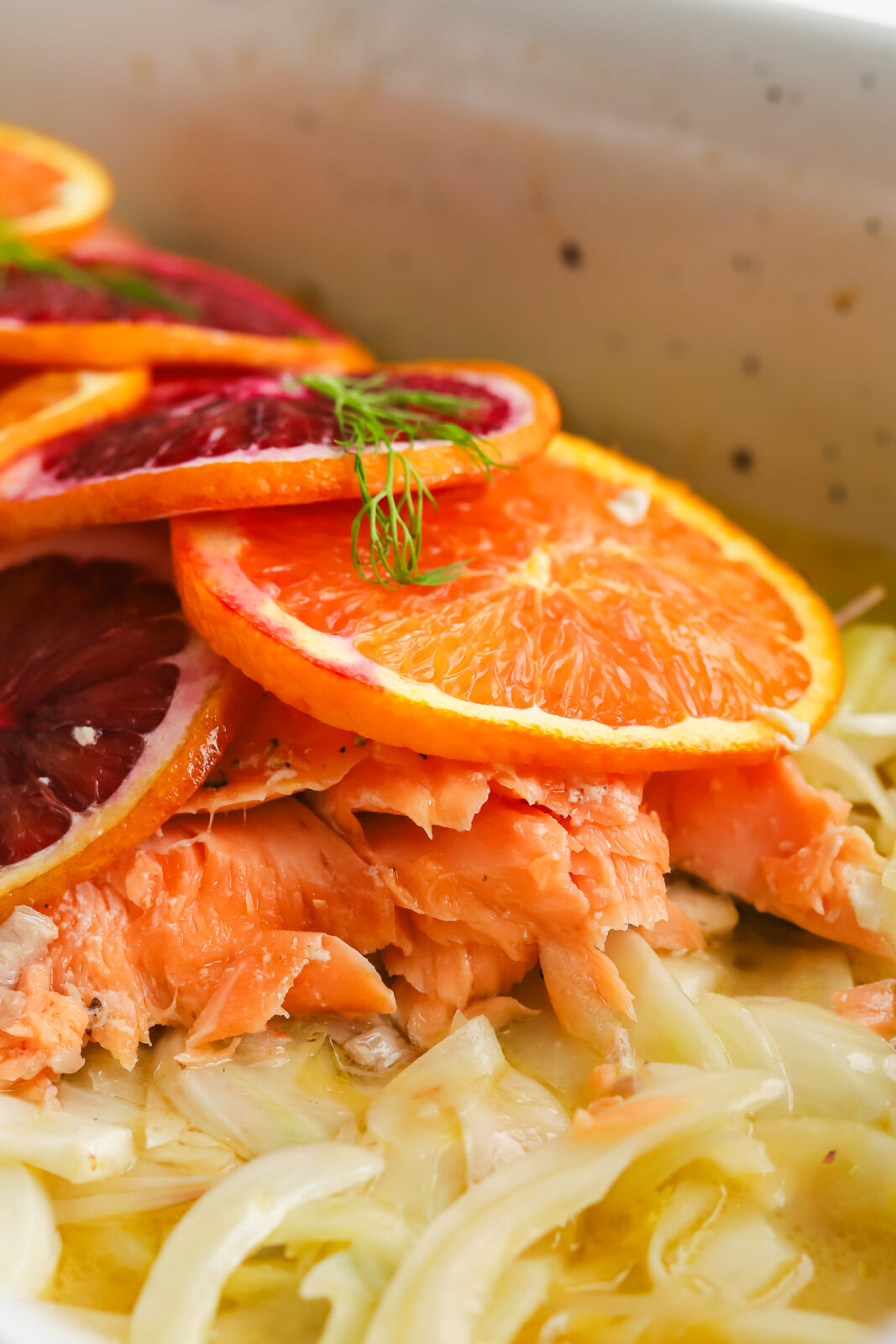 close up of slow roasted salmon