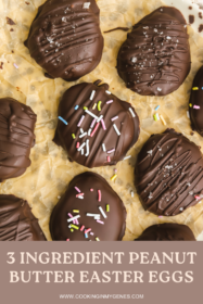 close up of decorated peanut butter chocolate covered Easter eggs
